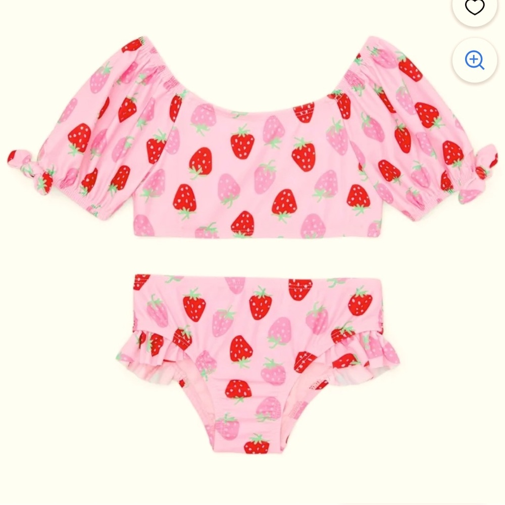 Wonder Nation Pretty in Pink Strawberry Bikini with Puffed Sleeves